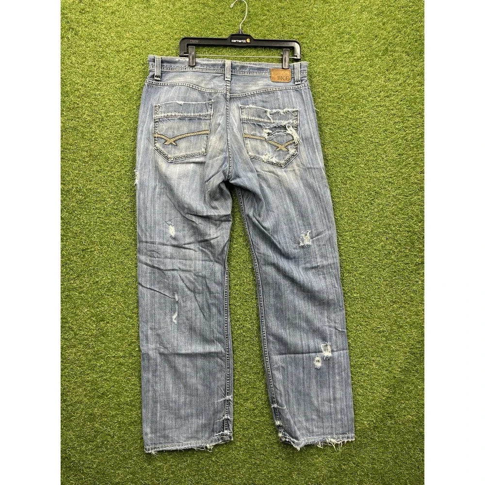 BKE Jeans Mens 36 Seth Straight Leg Affliction Y2K Medium Wash Distressed 2000s